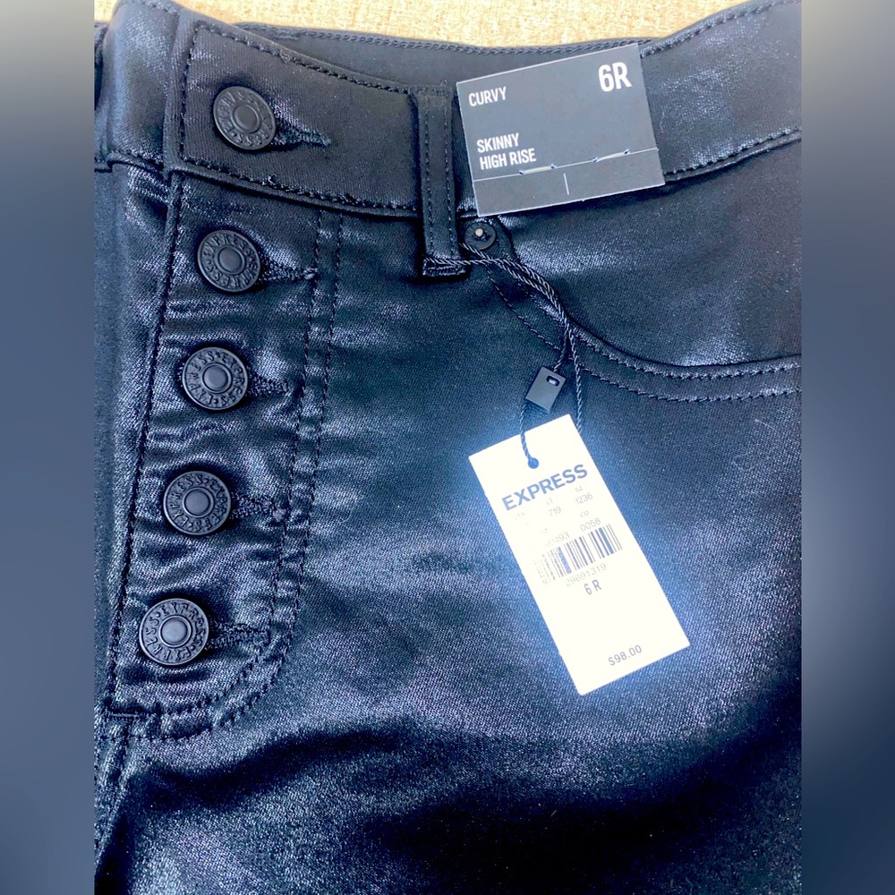 highwaisted black coated skinny jeans